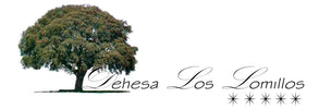 Logotipo de la Dehesa Los Lomillos, con una encina y cinco estrellas